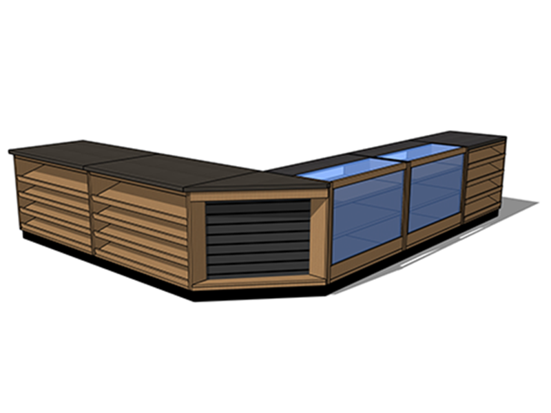 22' L-Shape 4'w Candy Front Counter