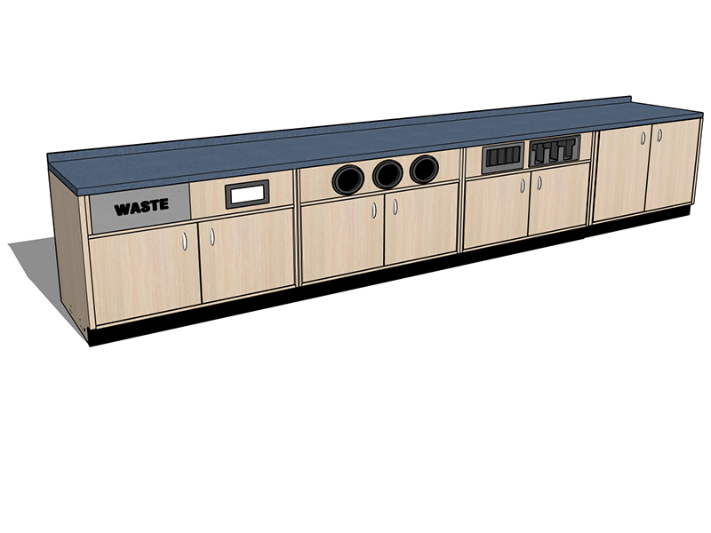 Straight config 16' Drive Thru Cup Holder Counter