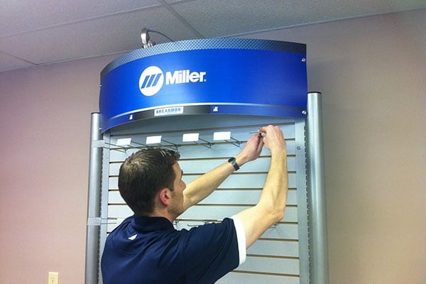 The installation of a commercial sales display, designed and installed by the DisplayMax team