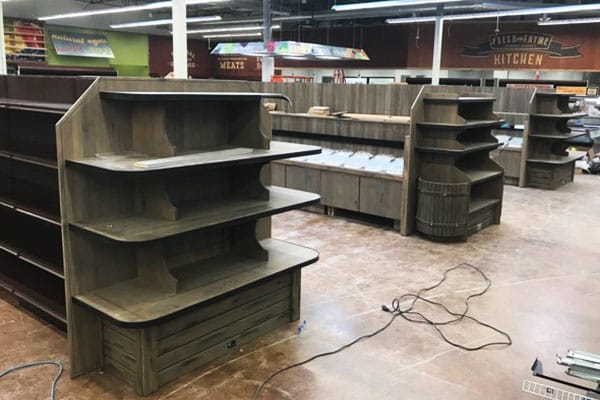 A retail display of Lozier Endcap Gondolas, designed and installed by DisplayMax