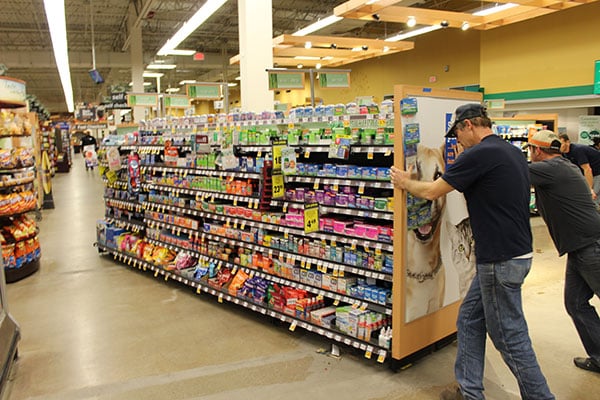 The relocation of retail gondola fixtures by the DisplayMax team