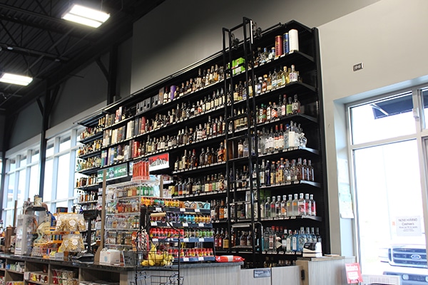 Liquor Store Setup- A retail display of Lozier Gondolas, designed and installed by DisplayMax team