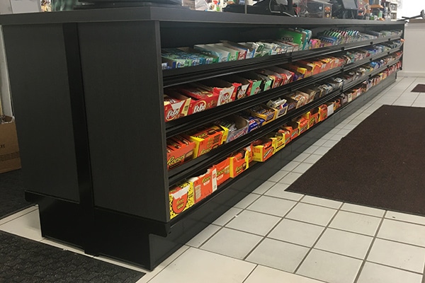 Grocery Store Setup — Lozier store cash wrap counter designed and installed by the DisplayMax team.