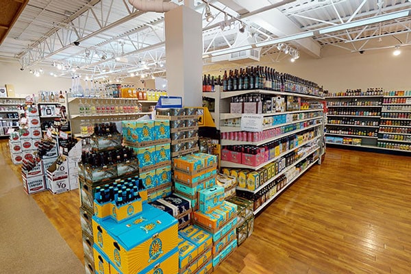 Liquor Store Setup- A retail display of Lozier Gondolas, designed and installed by DisplayMax team