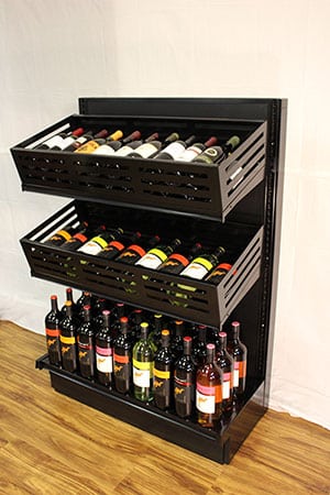DisplayMax- Retail Wine Display holder cradle crate designed and installed by DisplayMax team.