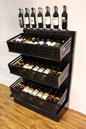 DisplayMax- Retail Wine Display holder cradle crate designed and installed by DisplayMax team.