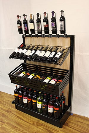 DisplayMax- Retail Wine Display holder cradle crate designed and installed by DisplayMax team.