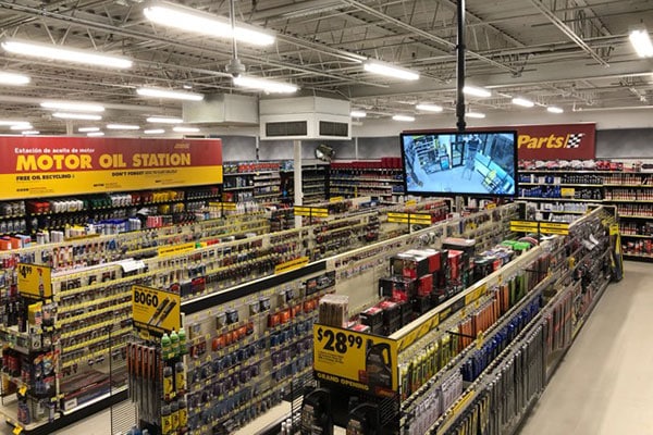 Advance Auto store reset — Lozier store fixtures designed and installed by the DisplayMax team.