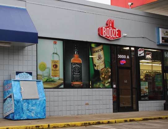 Booze barn front designed by DisplayMax team