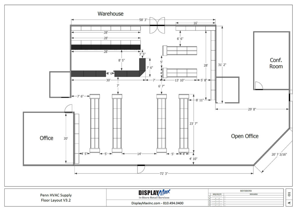 DisplayMax store layout design showcasing retail fixture arrangement and floor plan concept.